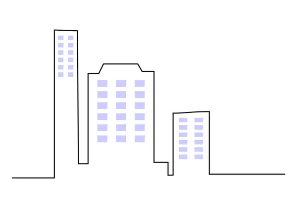 Jedna Souvislá Jedna Řada Zřízení Exteriérů Budovy Izolované Bílém Pozadí — Stockový vektor
