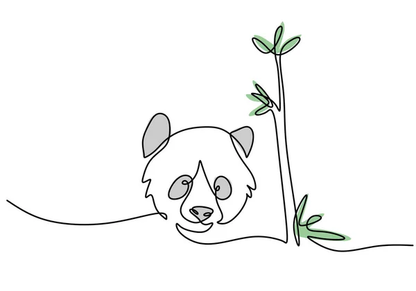 Uma Única Linha Contínua Dia Panda Vermelho Internacional Com Árvore — Vetor de Stock