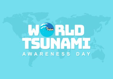 Dünya tsunami farkındalık günü arkaplanı harita ve dalga.