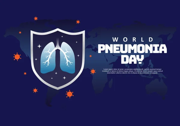 Fondo Del Día Neumonía Mundial Con Pulmón Escudo — Vector de stock