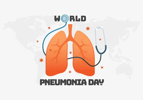 Fondo Del Día Neumonía Mundial Con Pulmones Grandes — Vector de stock