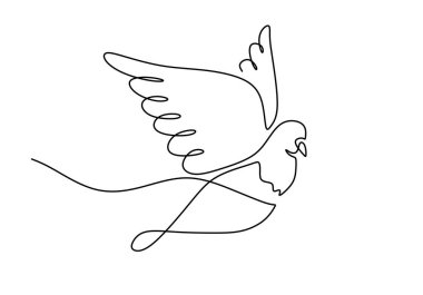 Beyaz arka planda izole edilmiş tek bir güvercin hattı..