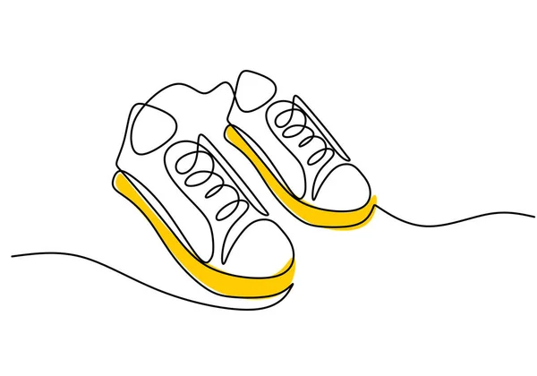 Beyaz Arka Planda Izole Edilmiş Tek Sıra Şirin Spor Ayakkabılar — Stok Vektör
