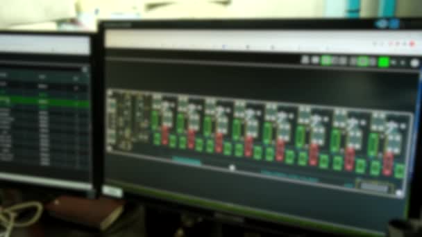 Suddig Bakgrund Skärm Skärmar Verkstad — Stockvideo
