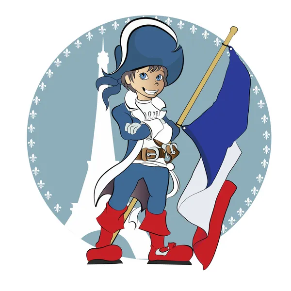 Vector Illustration: Young musketeer — Stock Vector