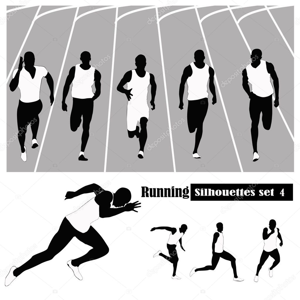 Vector illustration .Athletes running on a track