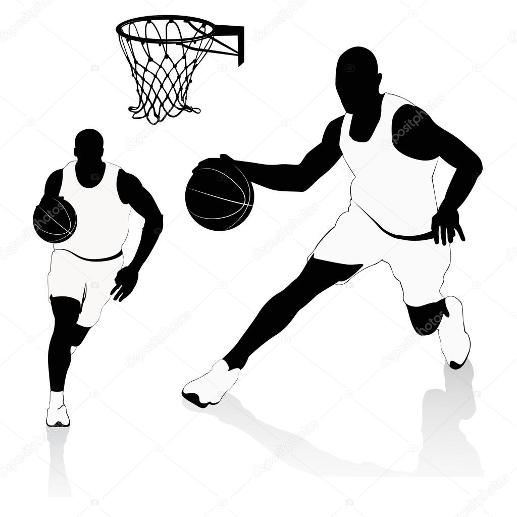 Silhouettes of Basketball Players Vector