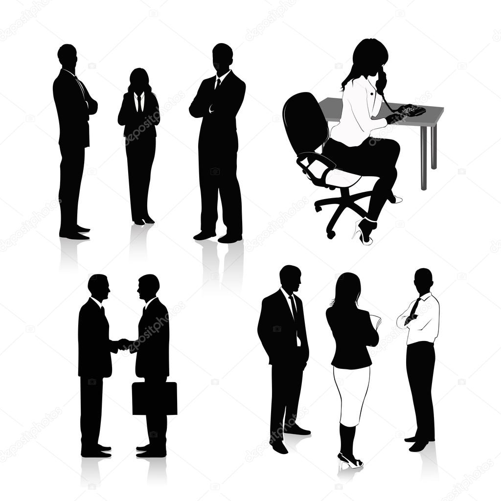 Vector Illustration: Collection of business silhouettes