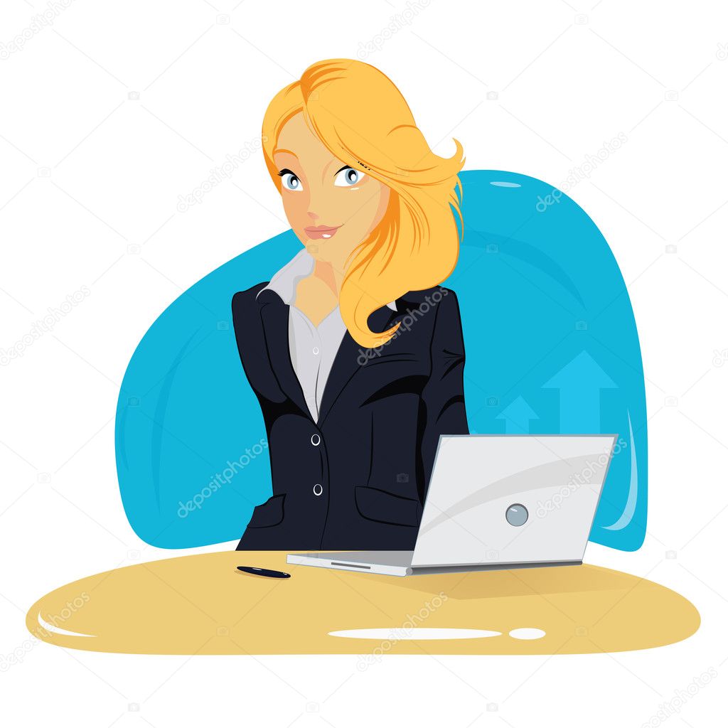 Vector illustration of elegant young business woman