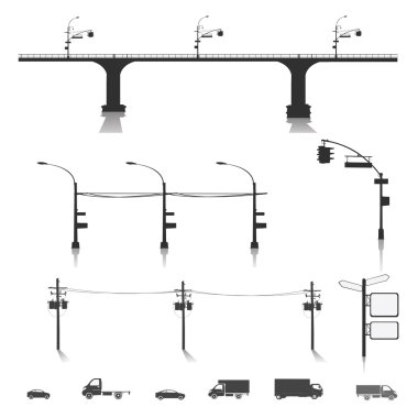 illustration.City trafik unsurları vektör