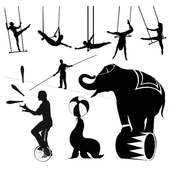 Vektorové silhouettes.circus show — Stockový vektor