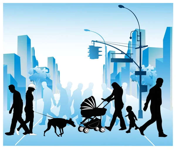 Illustration vectorielle de diverses promenades dans une ville — Image vectorielle