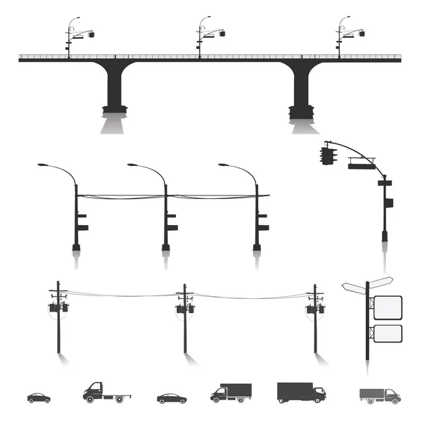 Vektorillustration.Verkehrselemente in der Stadt Vektorgrafiken