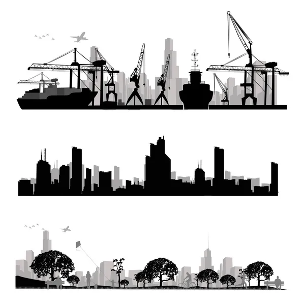 Città skyline silhouette.Vector illustrazione Illustrazione Stock