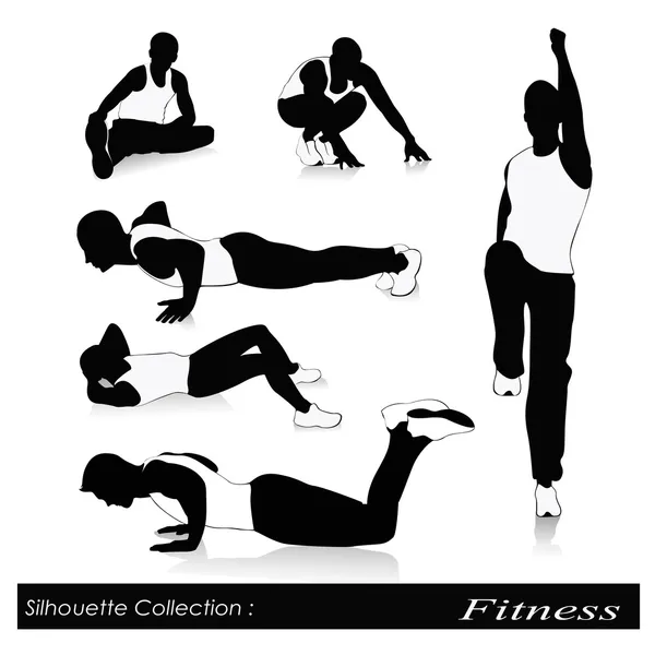 fitness siluetleri insanlar fitness vektör çizim