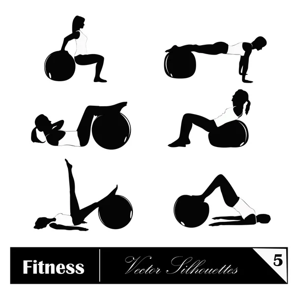 Ilustración vectorial de siluetas fitness — Vector de stock