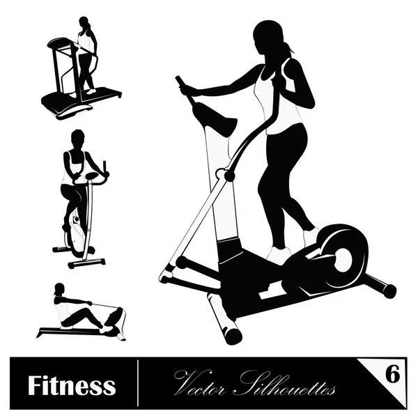 Una colección vectorial de siluetas fitness — Archivo Imágenes Vectoriales