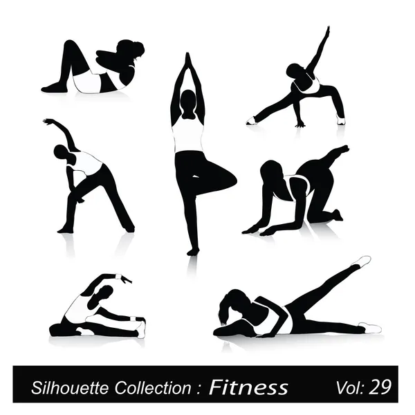 Ilustración vectorial de siluetas fitness — Vector de stock