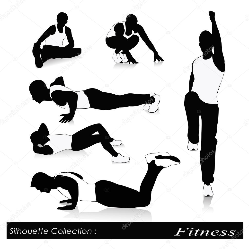 Vector illustration of fitness silhouettes .Men fitness