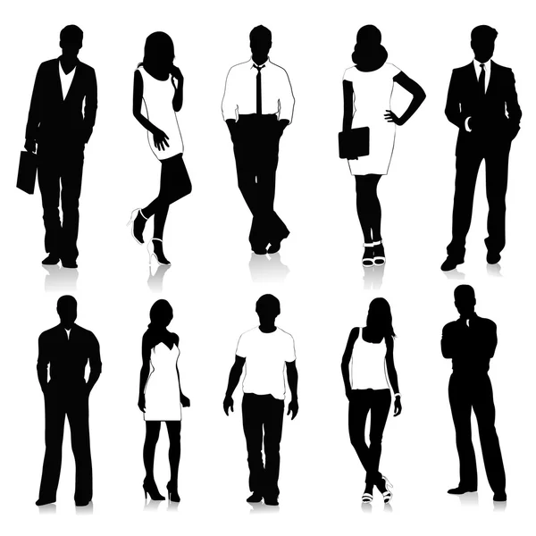 Collection of people silhouettes — Stock Vector