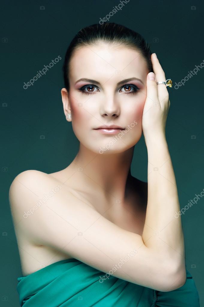 Fashion make-up with green dress — Stock Photo © KelkoNiki #12664529