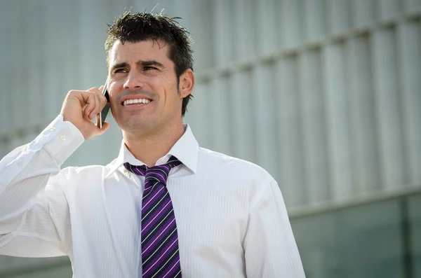 Zakelijke praten via de telefoon — Stockfoto