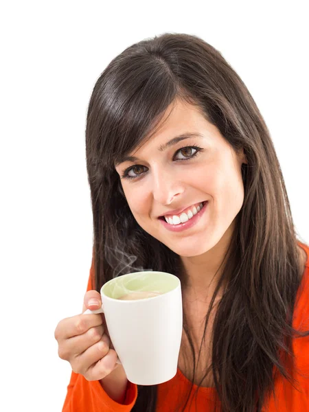 Pleasure of hot steaming coffee — Stock Photo, Image