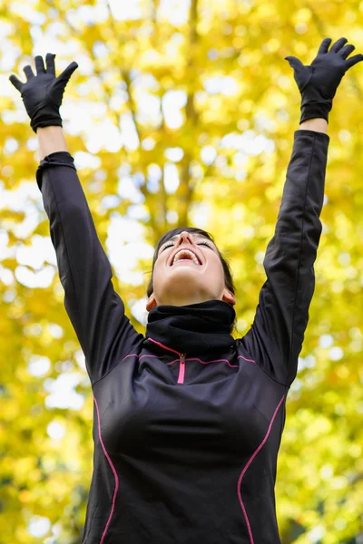 Sport kvinna glad seger — Stockfoto