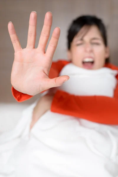 Woman screaming stop abuse — Stock Photo, Image