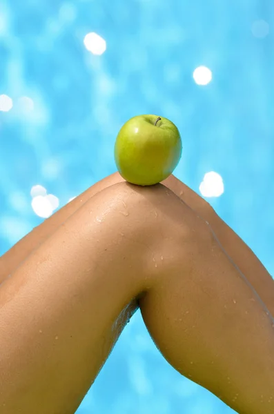 Apple and legs summer diet — Stock Photo, Image