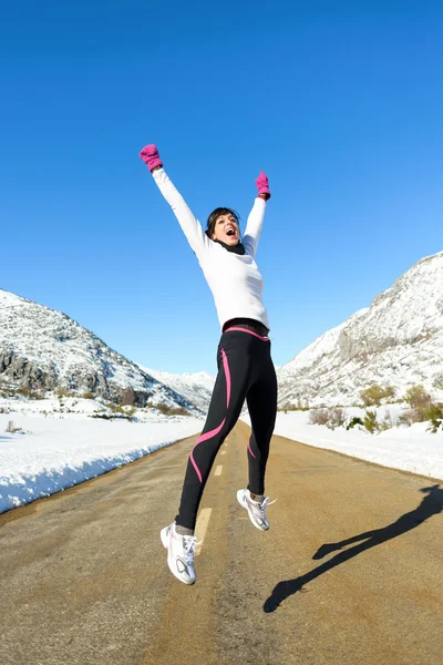 Läufer-Erfolg im Winter — Stockfoto