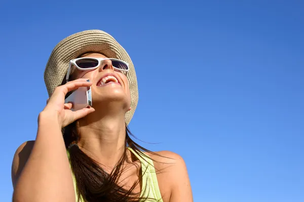 Happy cell phone call woman — Stock Photo, Image