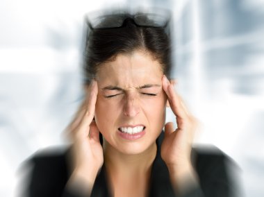 Business woman stress and headache clipart