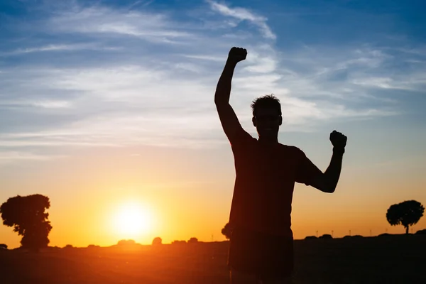 Male runner success and win — Stock Photo, Image