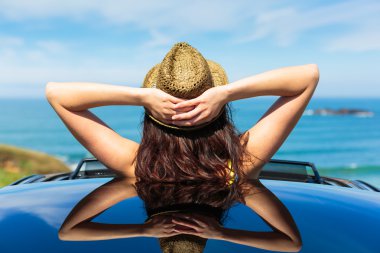 Relaxing car travel summer vacation clipart