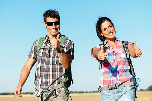 Couple on hiking summer travel in spain — Stock Photo, Image