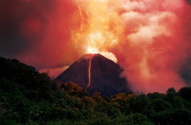erupting volcano clipart