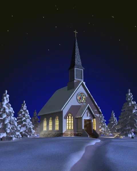 Christmas Snow Church — Stock Photo, Image