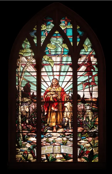 Stained glass window with Jesus — Stock Photo, Image