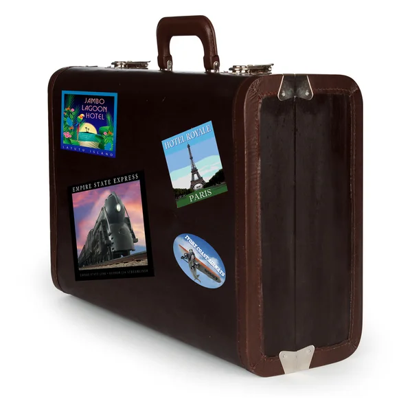 Koffer mit Aufklebern — Stockfoto