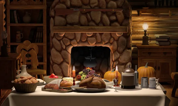 Dîner dans la cabine de Thanksgving — Photo