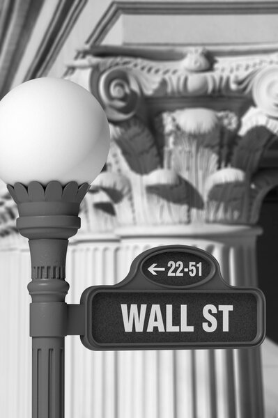 Wall Street Sign with Corinthian Columns