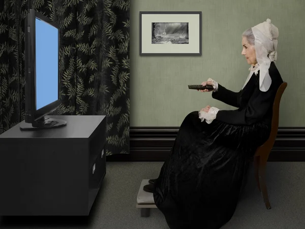 Whistler's Mother Flipping Channels — Stock Photo, Image