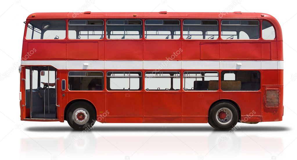 Red Double Decker Bus on White