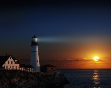 Lighthouse at Sunset clipart
