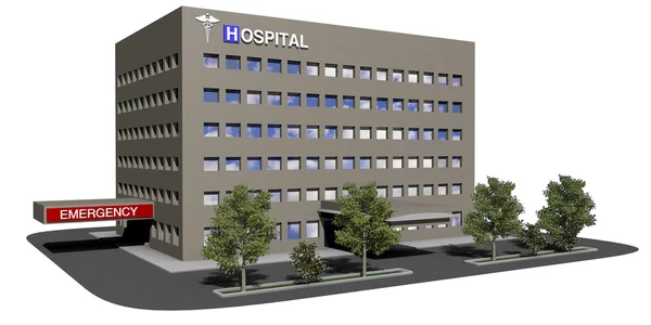 Hospital building on a white background — Stock Photo, Image