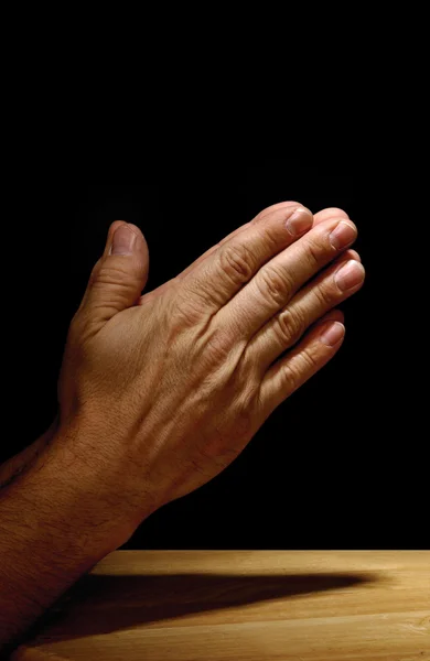 Praying hands on dark background — Stock Photo, Image