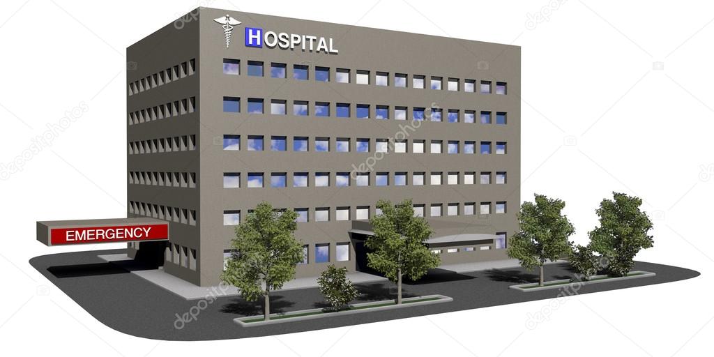 Hospital building on a white background