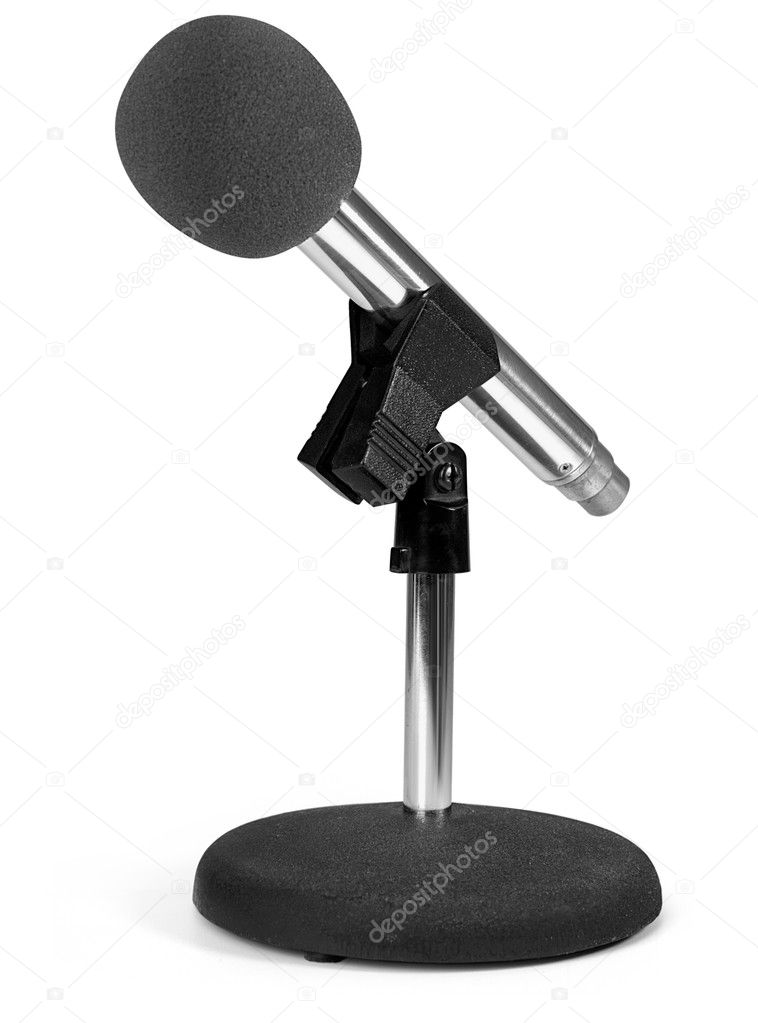 modern microphone on white