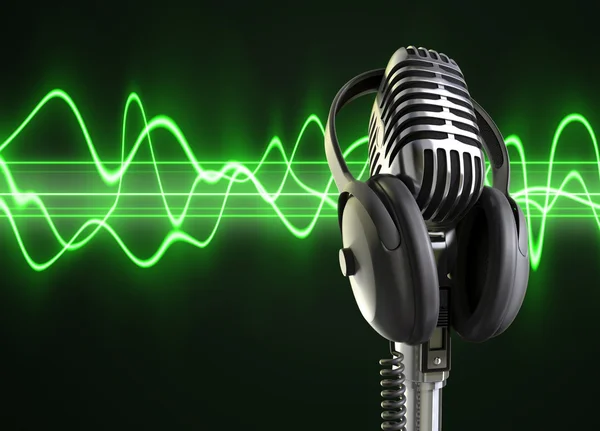Ondas de audio y micrófono — Foto de Stock